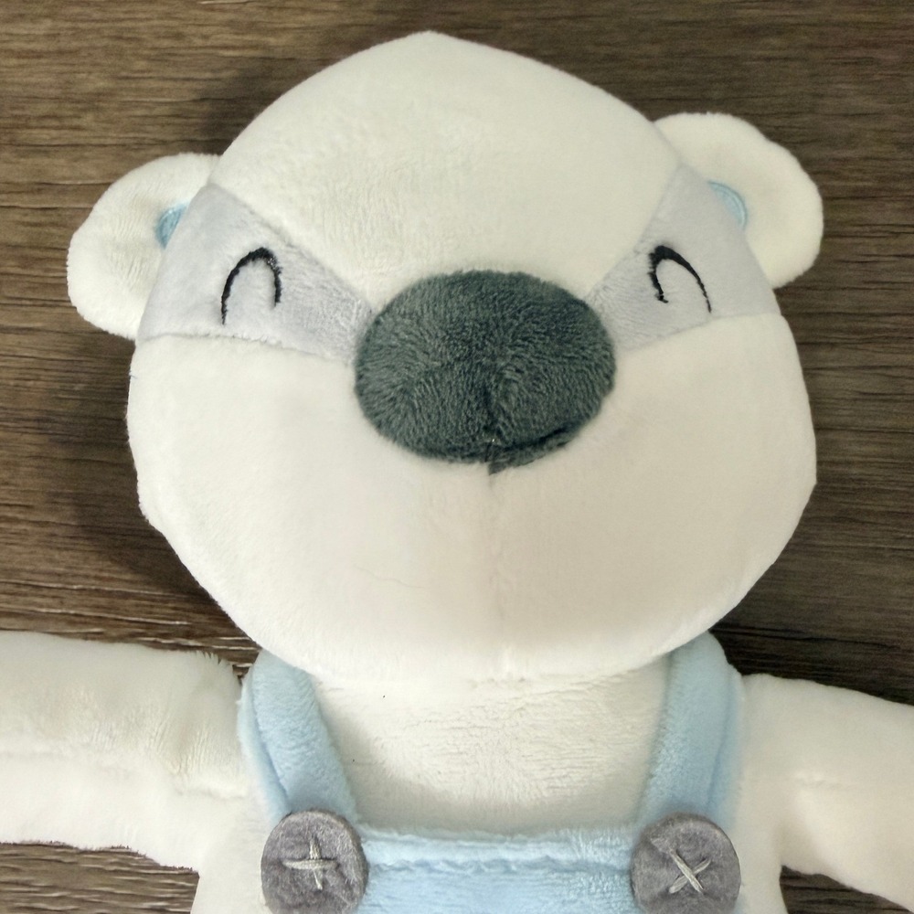 Bloomin‎ Baby Polar Bear in Blue Overalls Plush